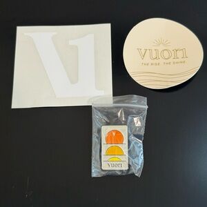Vuori: Logo Pin, Sticker and Car Decal. New!